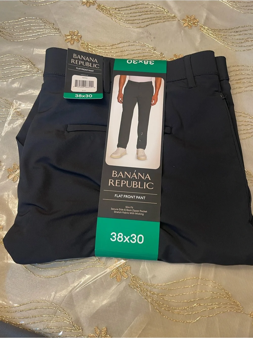 NWT banana republic flat front pants slim fit navy blue size 38X30